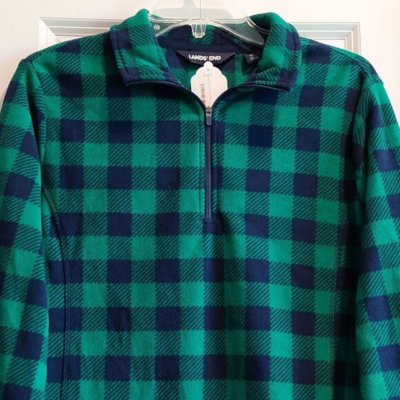 Land's End Green & Blue Plaid Long Sleeve Flannel Shirt Women's Size M (10-12) - Picture 2 of 8
